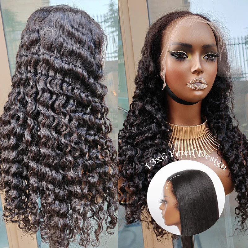 13x6 Fitted Cap Glueless Skin Melt Lace Front Wig Loose Curls