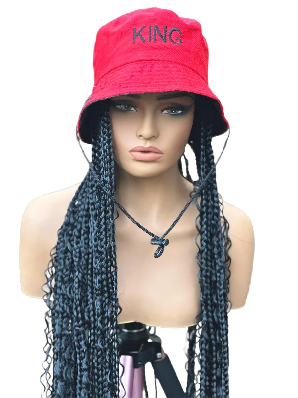 C1- Braided/Curly Bucket Hat Wig