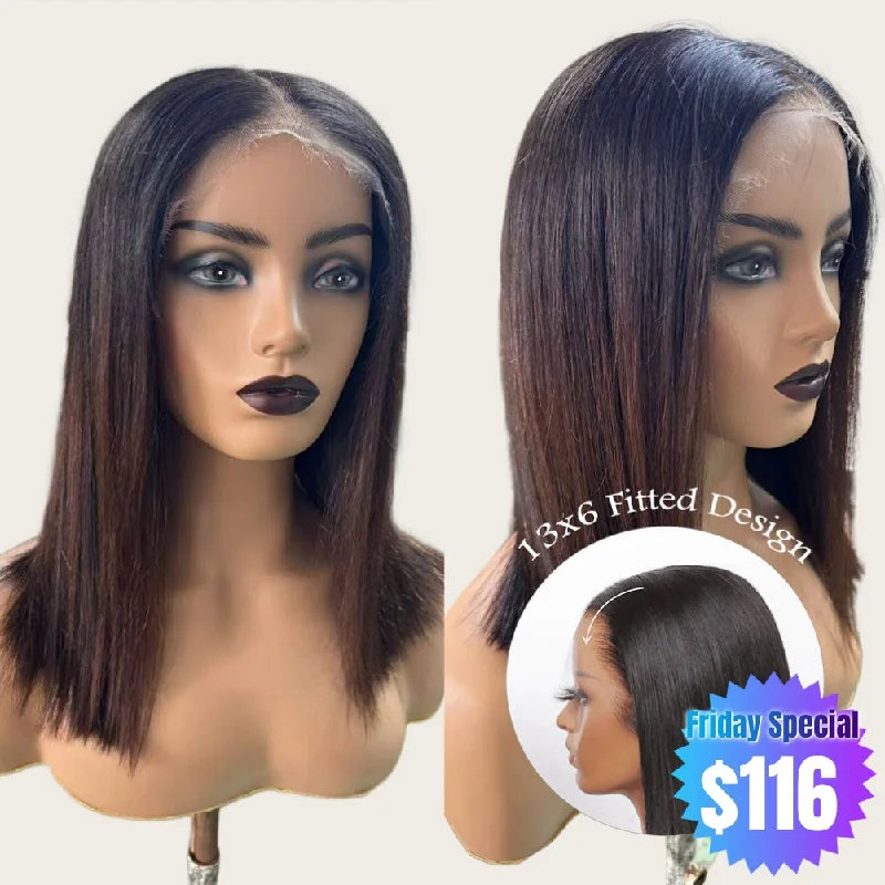 【Friday Special】Glueless 13x6 Fitted Cap Ear Tap 250% Skin Melt Lace Front Wig Ombre Colored Bob