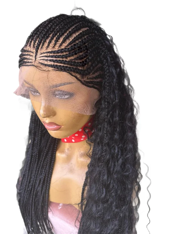 B4- Fulani Braided/ Feed in Lace Wig with Wavy Hair Preorder available