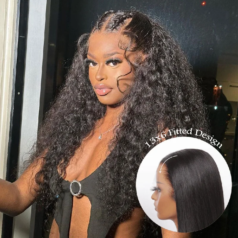 New 13x6 Fitted Cap Glueless Skin Melt Lace Front Wig Loose Wave