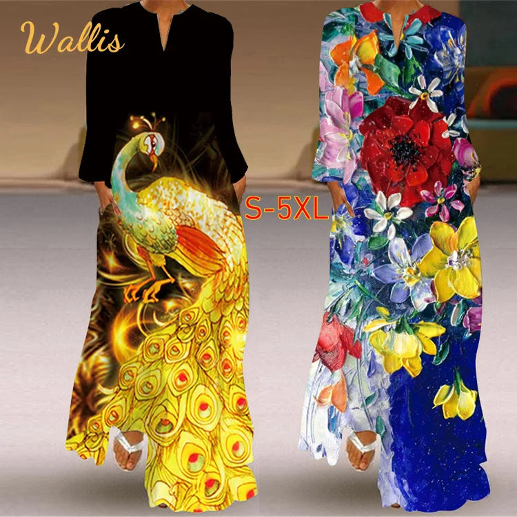 Plus Size 5XL NEW arrivals 2024 Human Face Printed Ladies Elegant Party Retro Long Dress Summer Fashion Casual African Dresses