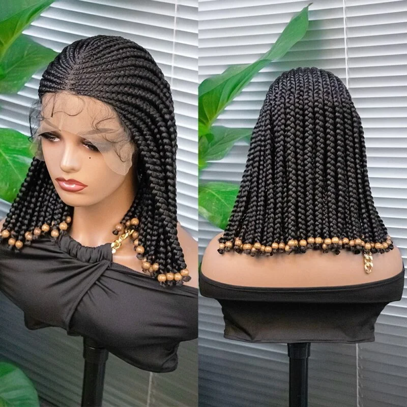 14 Inch Short Bob Wig Braided Wigs Synthetic Braiding Hair for Black Women