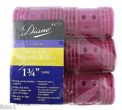 DIANE SNAP-ON MAG ROLLER PURPLE 6 CT 1 3/4 IN