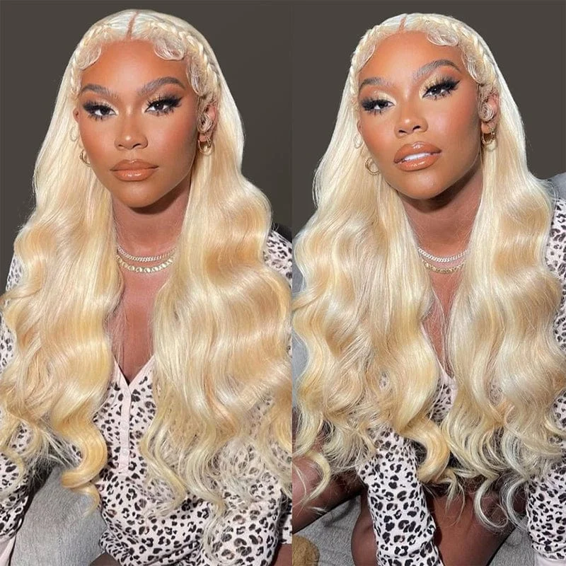 13x4 Lace Wigs 613 Blonde Straight/Body Wave Human Hair Wigs Can Dye to Pink Blue Green purple silver ginger orange Gold Color