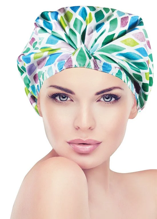 Betty Dain Turban Shower Cap Aqua Stones