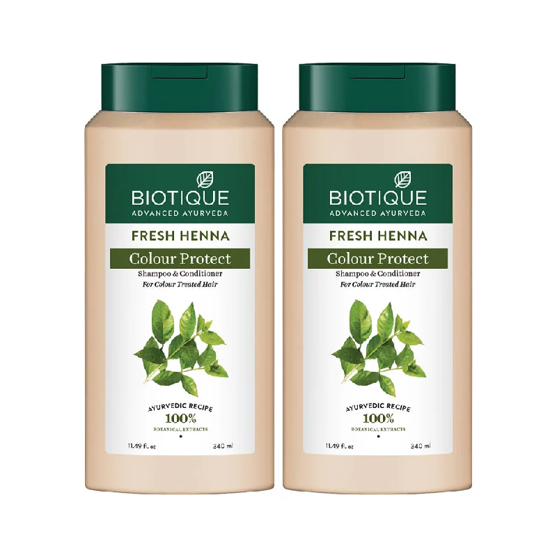 Biotique Fresh Henna Colour Protect Shampoo with Conditioner 340ml (Pack of 2)