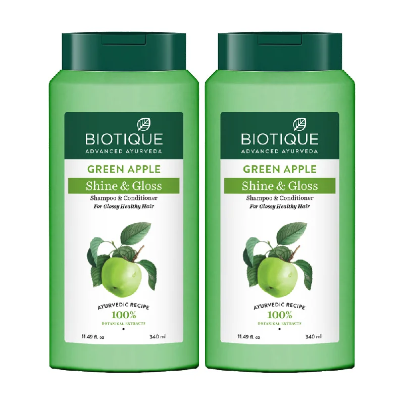 Biotique Green Apple Shine & Gloss Shampoo & Conditioner 340ml X 2 (Pack of 2)