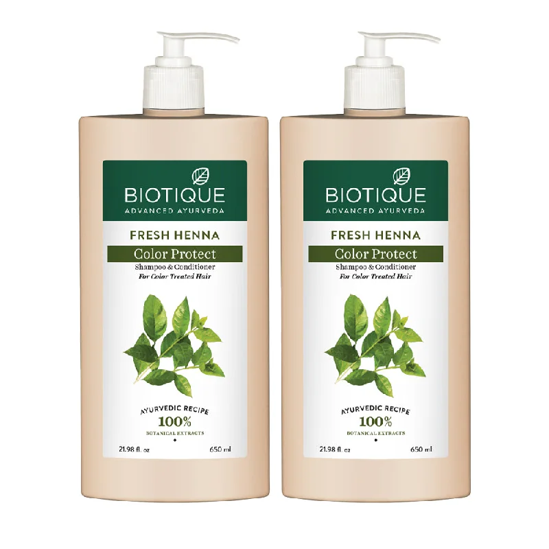 Biotique Henna Leaf Fresh Texture Shampoo and Conditioner 650ml (Pack of 2)