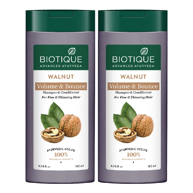 Biotique Walnut Bark Volumizing Shampoo for Fine & Thinning Hair 180 ml (Pack of 2)