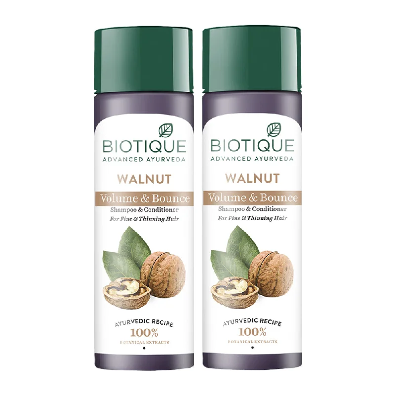 Biotique Walnut Volume & Bounce Shampoo & Conditioner For Fine & Thinning Hair 190ml (Pack of 2)