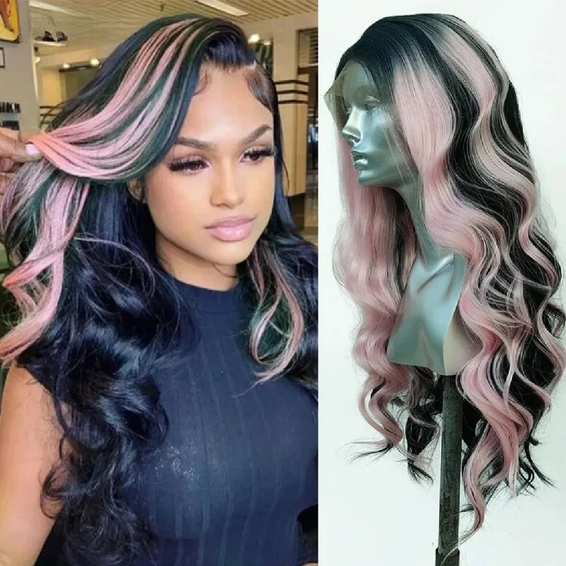 Black and Pink Wig