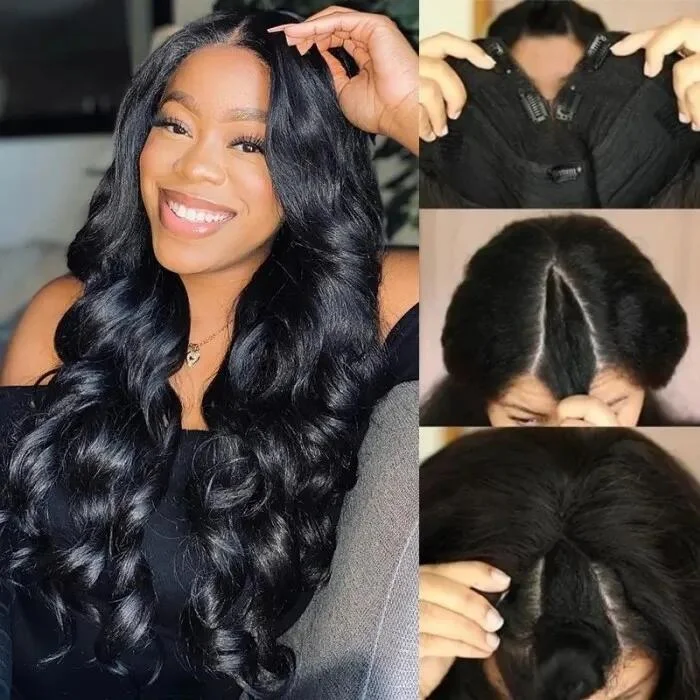 Megalook 210% Density V Part Wig Free Part Thin Part Wig Body Wave Human Hair Wigs Can Part Anyway Upgrade V part Wig Without Leave out