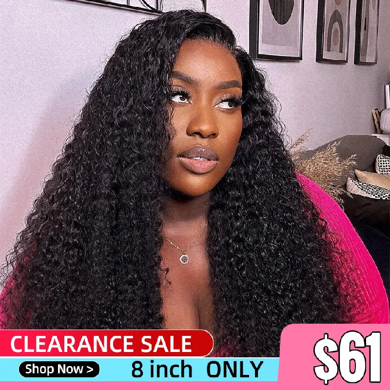 Clearance Sale 13x4 Kinky Curly Lace Front Wig Human Hair 200% Density Transparent Lace Frontal Wig