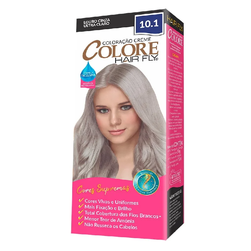 Hair Fly Coloring Cream Colors 10.1 - Blonde Gray Ultra Clear 125g