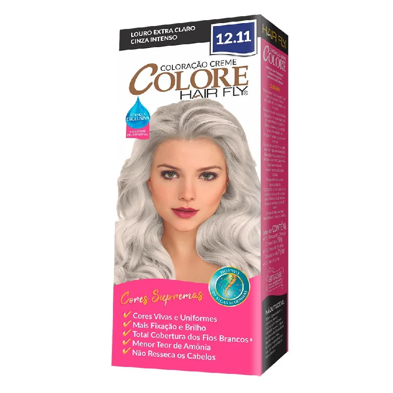 Hair Fly Coloring Cream Colors 12.11 - Extra Light Blond Gray Intense 125g