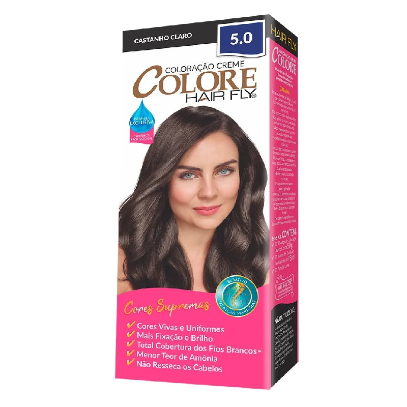 Hair Fly Coloring Cream Colors 5.0 - Light Brown 125g