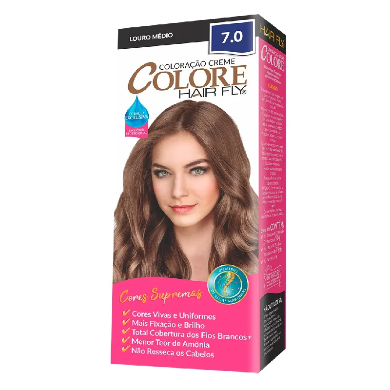 Hair Fly Coloring Cream Colors 7.0 - Medium Blonde 125g