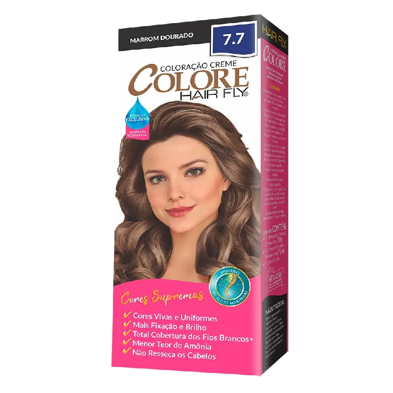 Hair Fly Coloring Cream Colors 7.7 - Golden Brown 125g