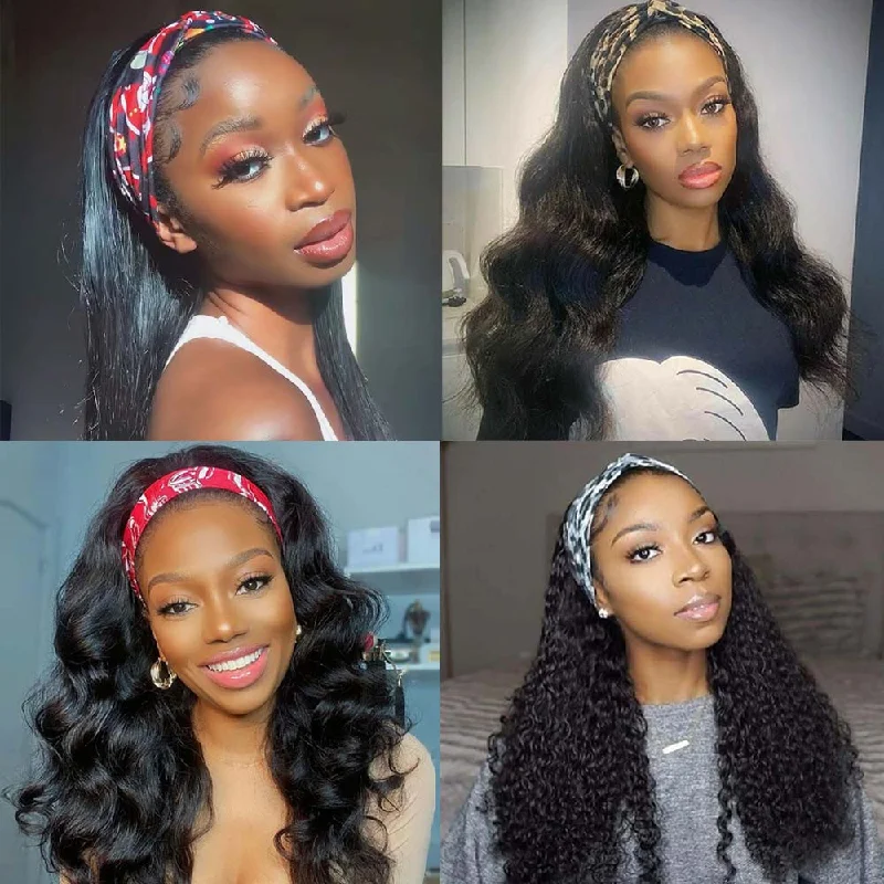 22 24 inch Comb Deal Straight/Body Wave/Water Wave/Deep Wave Headband Wig Super Sale Glueless Human Hair Wigs