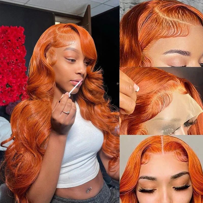 Ginger Body Wave Glueless Lace Wig 13x4 Lace Frontal Human Hair Wig