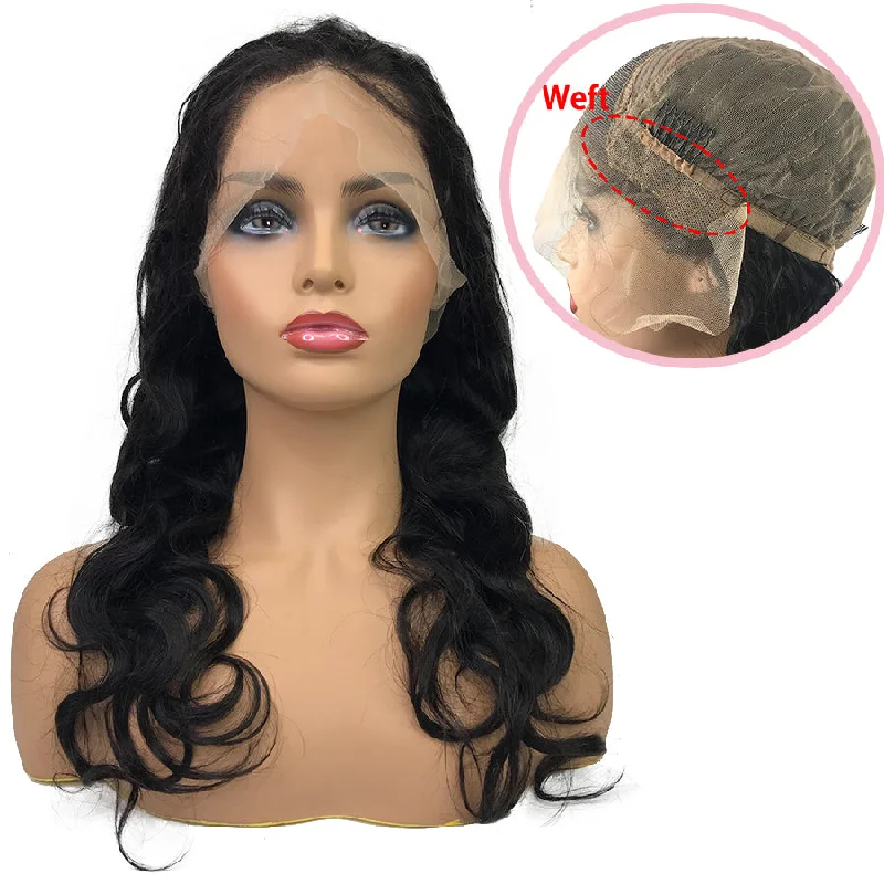 Transparent 8A Malaysian Body Wave Lace Frontal Human Hair Wig (With Weft)