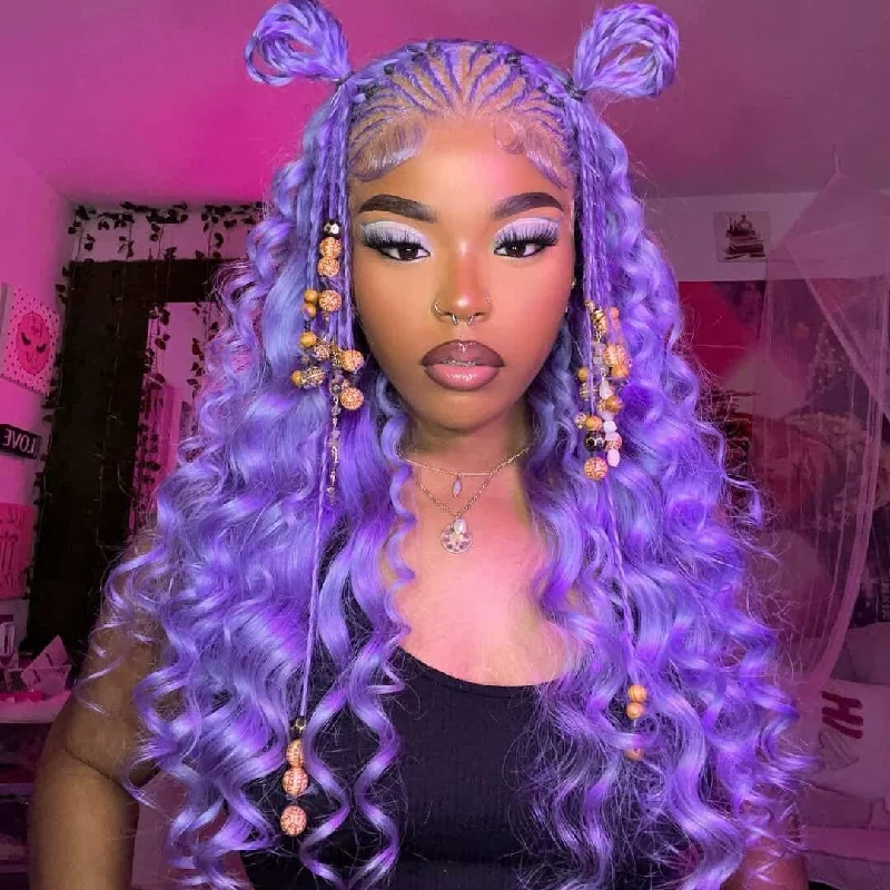 Megalook New Light Lavender Wig Straight/Body Wave Human Hair Wigs 13x4 Transparent HD Lace Wigs