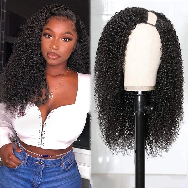 SIMONE - Kinky Curly U Part Wig V Part Wig Side Part 100% Human Hair Wig