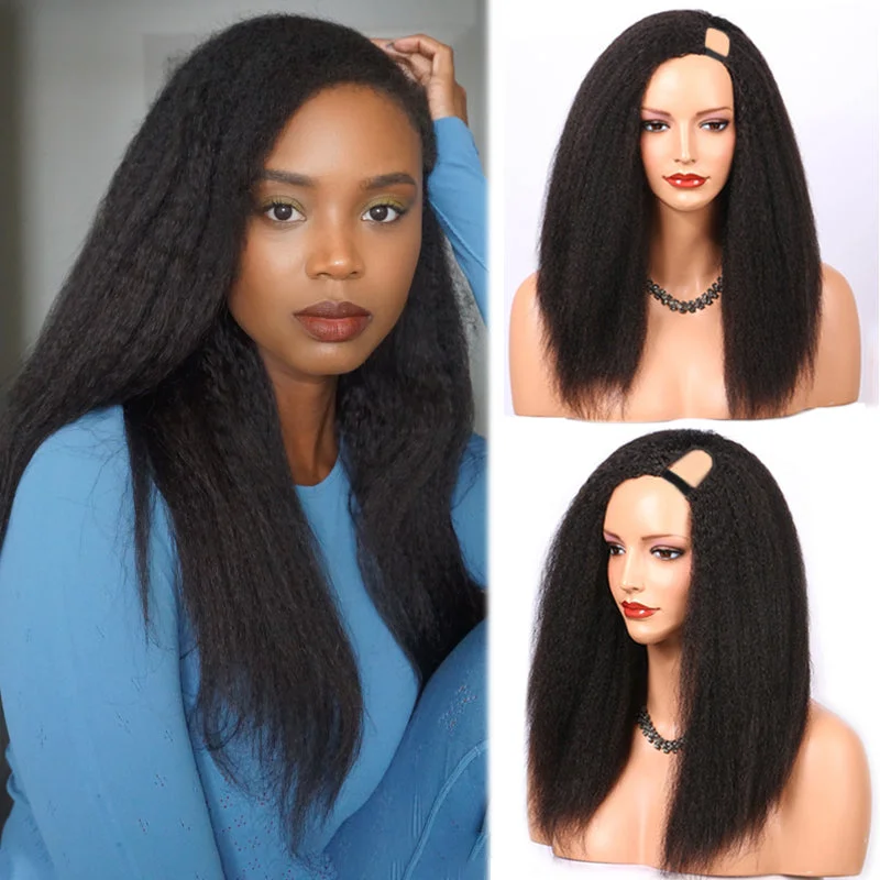 BRANDY - Kinky Straight U Part Wig V Part Wig Side Part 100% Human Hair Wig