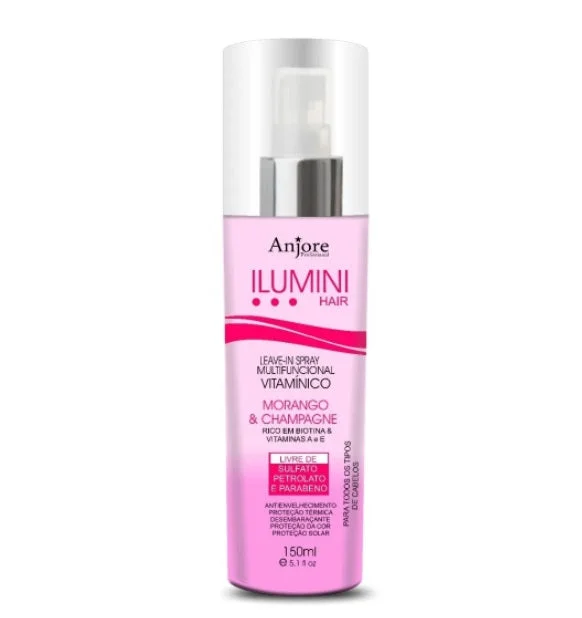 Leave-in Vitamin Strawberry & Champagne Finisher Ilumini Hair 150ml - Anjore