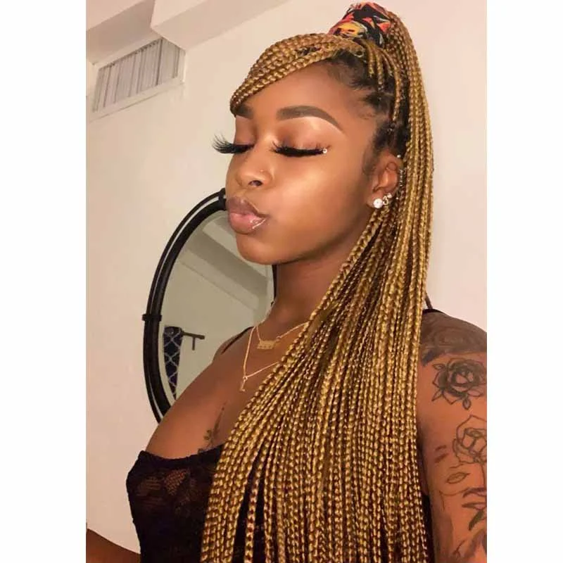 Long Box Braids Wig Dark Brown Synthetic Lace Front Wigs Surprisehair