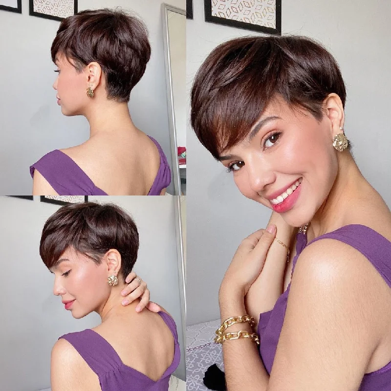 Lovely modern pixie|Synthetic Lace Front Wig