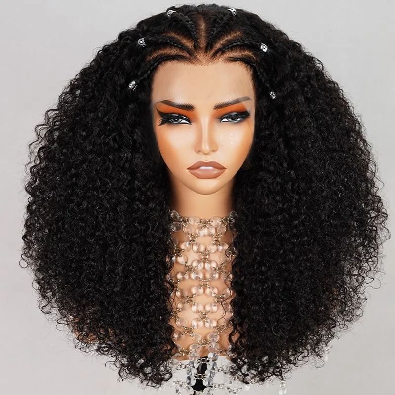 Megalook Braiding Human Hair 13×4 Lace Front Jerry Curly Pre-Bleached With Full Density