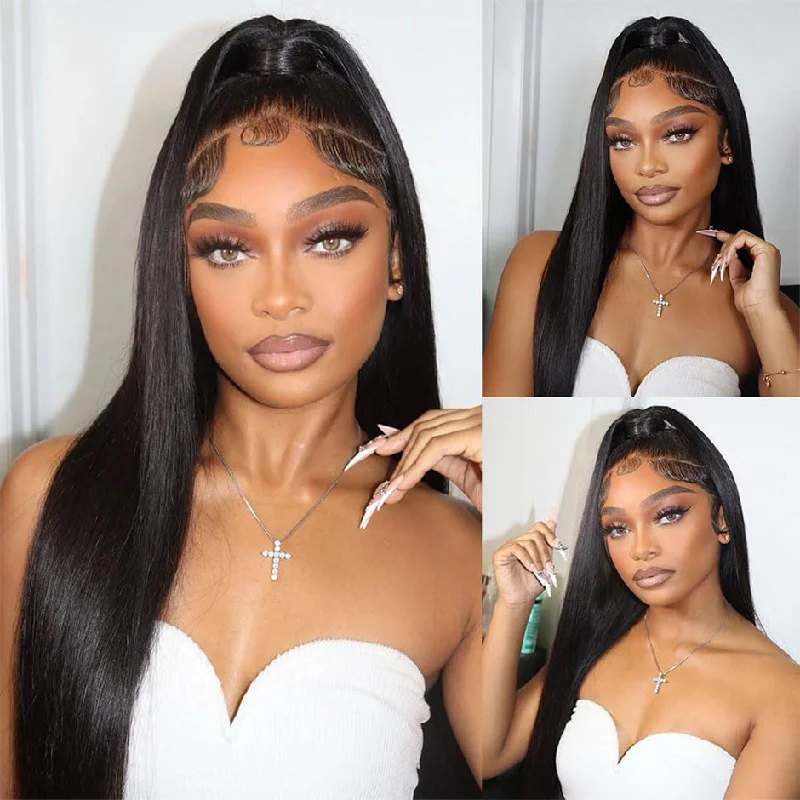 More Face 360 Lace Frontal Wigs Human Hair Straight Lace Front Wig Pre Plucked With Baby Hair