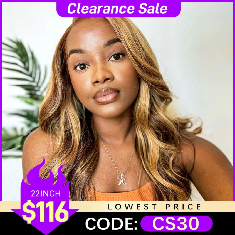 MORE FACE Ombre 4/27 Highlight Wig Pre-Plucked 13x4 Body Wave Lace Frontal Human Hair Wigs