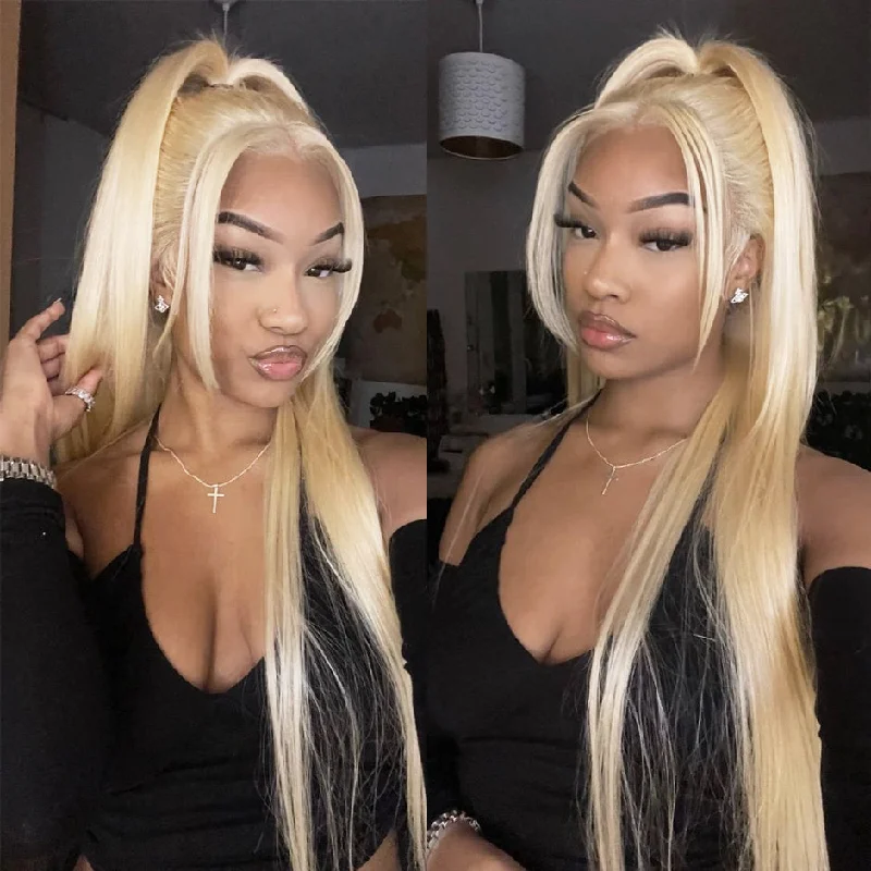 MORE FACE 613 Blonde Straight Wig 13x4 Human Hair HD Lace Frontal Wigs For Women