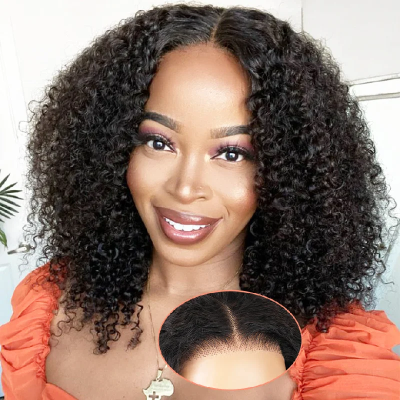 More Face Afro Kinky Curly Wear And Go Glueless Wig Pre Cut Lace 4x6 Lace Closure Wig Pre Bleached Human Hair Wigs Beginner Friendly