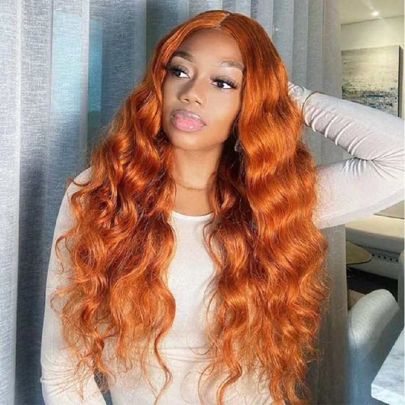 MORE FACE Orange Ginger Wig 13x4 Body Wave Lace Frontal Human Hair Wigs