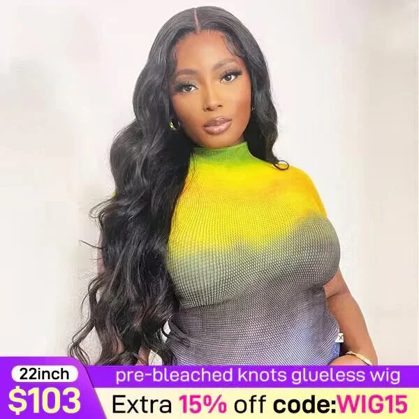 MORE FACE Pre-Bleached Body Wave Wig 4x4 Pre-Cut Wear Go Glueless Human Hair Wigs