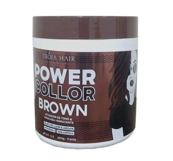 Power Color Activator Brown Tinting Argan Ojon Vitamin E Mask 500g - Troia Hair