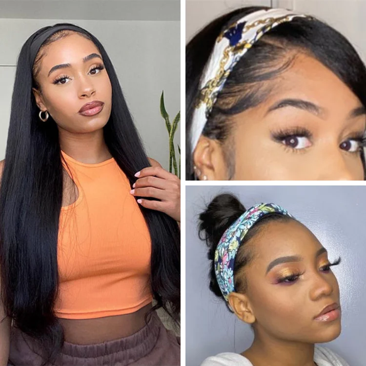 Worth | Put On & Go Silky Straight Headband Wig Beginner Friendly 100% Human Hair (Get Free Trendy Headbands)