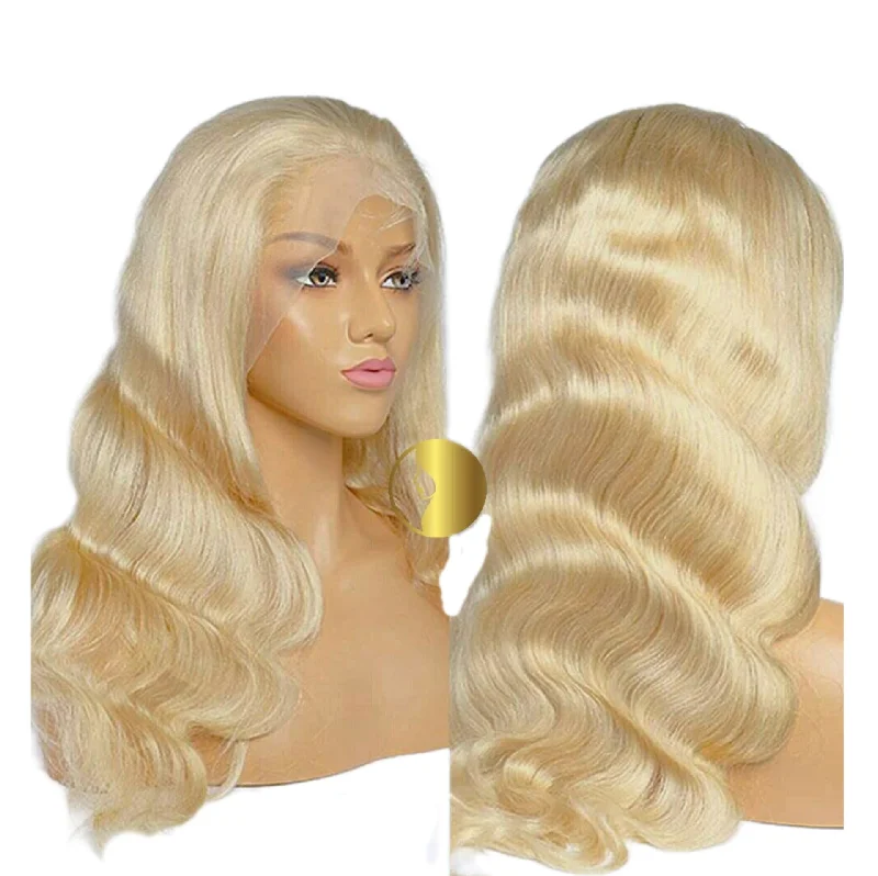 100% Virgin Blonde 613 Body Wave Human Hair Frontal Wigs