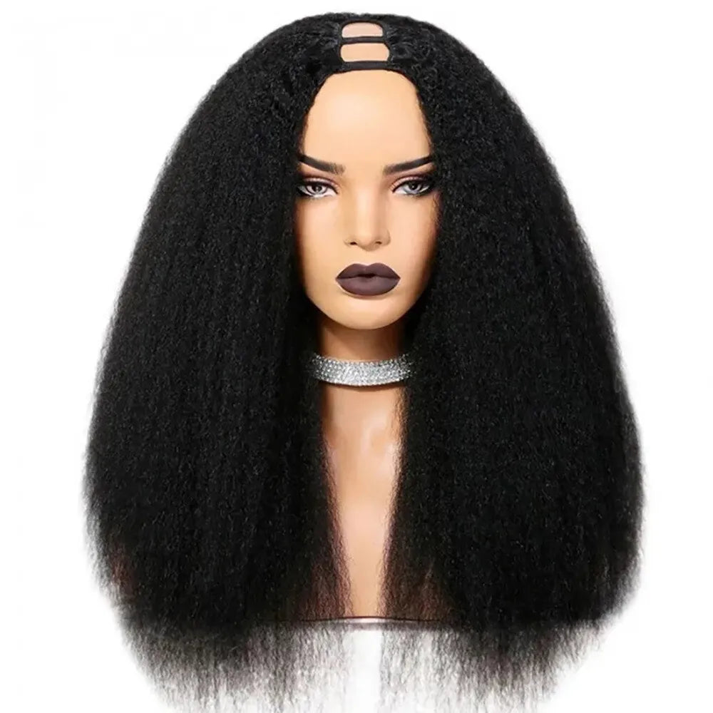 100% Virgin Human Hair Kinky Straight U-Part and V-Part Wigs