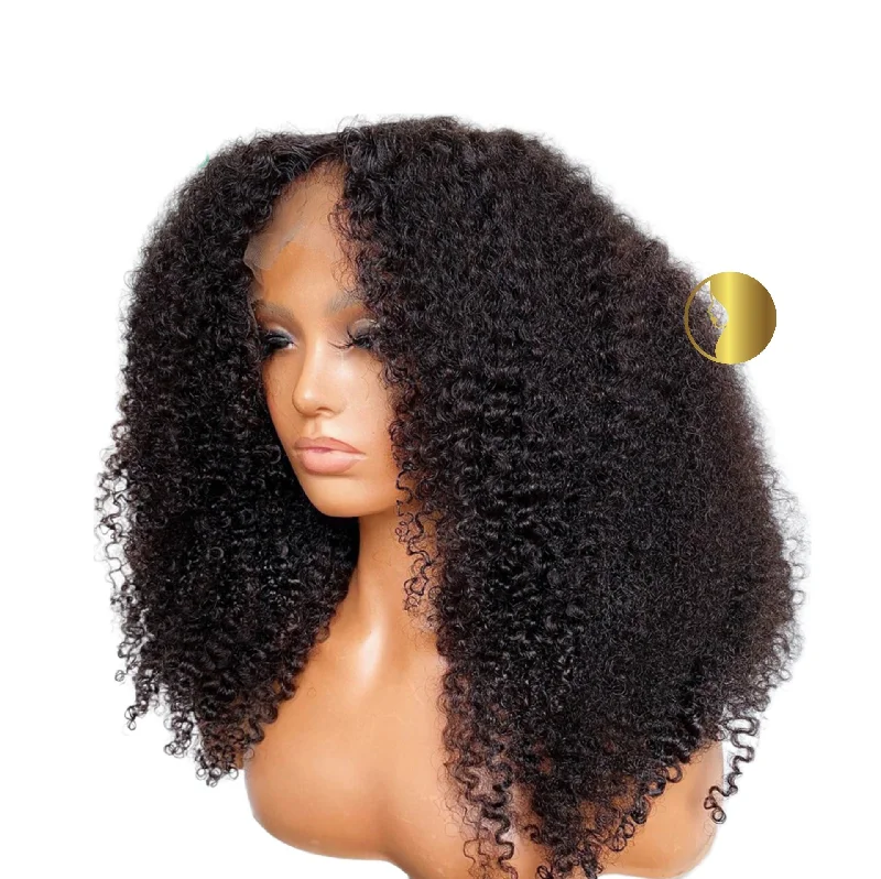 100% Virgin Kinky Curly Human Hair Lace Frontal Wigs