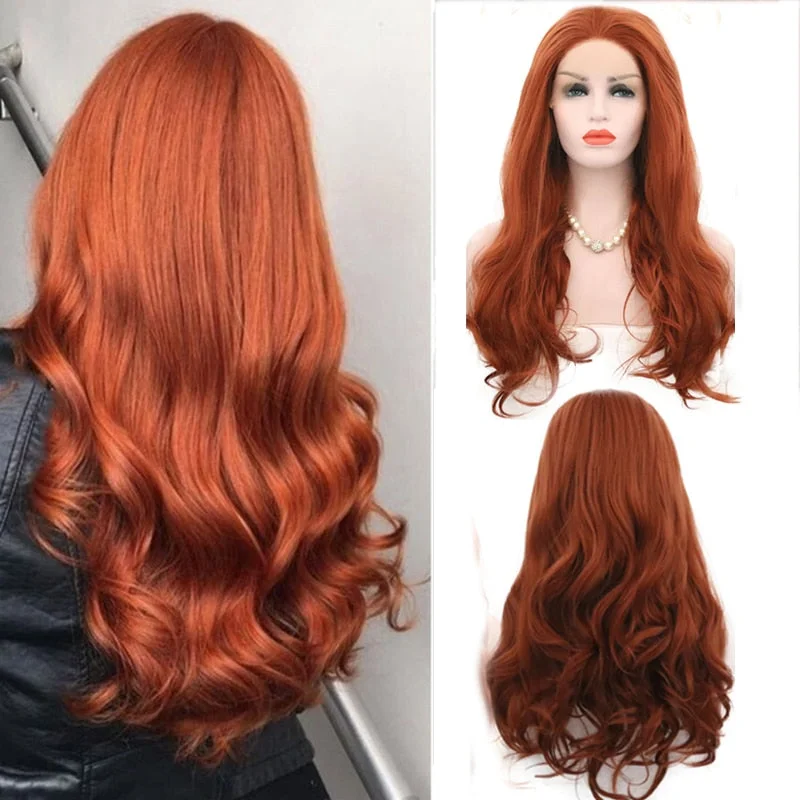 Red Body Wave Synthetic Lace Front Wigs High Temperature Fiber Wigs