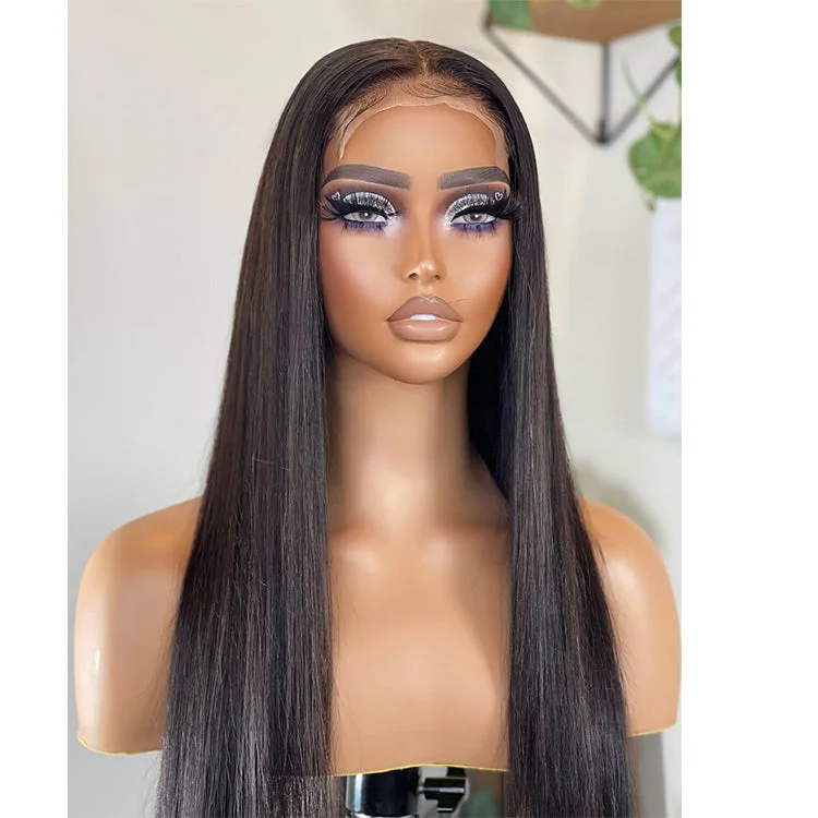 Glueless Human Hair Wigs 5x5 HD Lace Closure Wigs Already Bleached Knots With Baby Hair