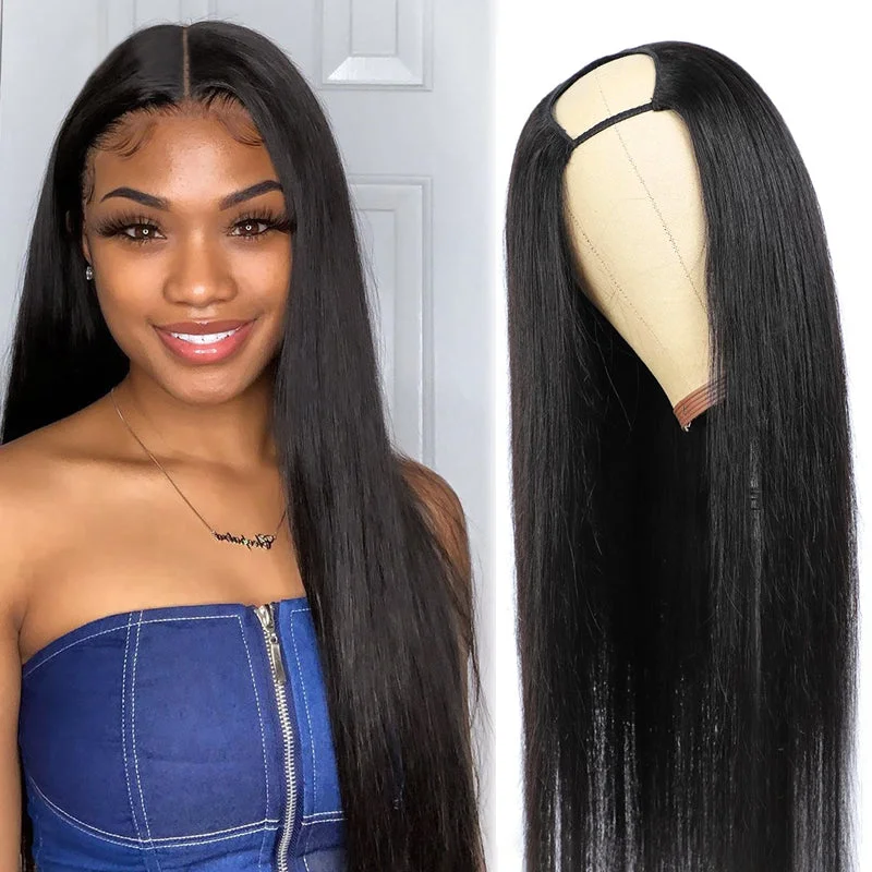 JOY - Straight Hair U Part Wig V Part Wig Natural Color 100% Human Hair