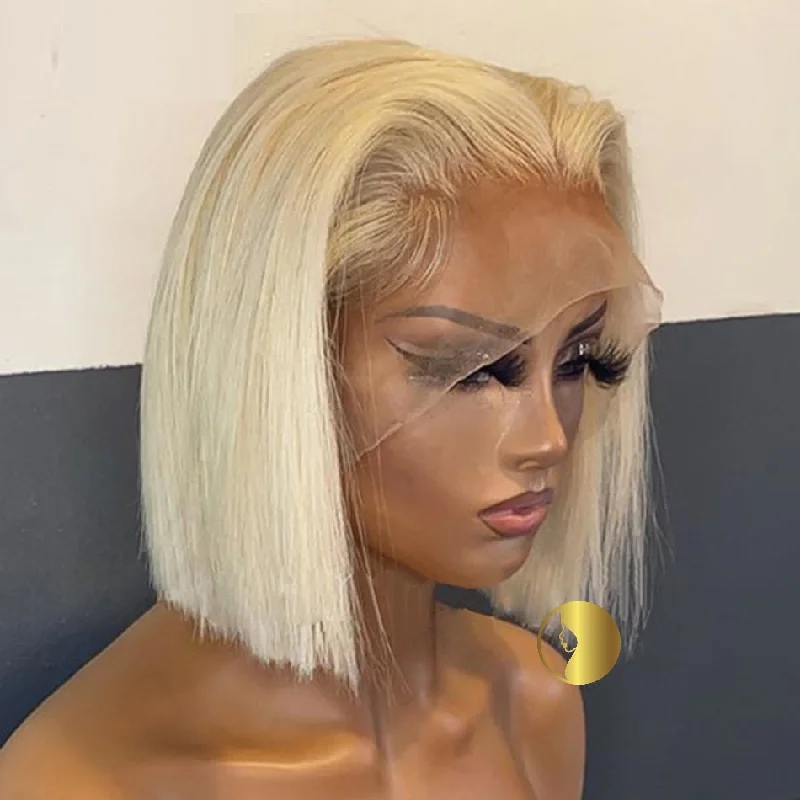 100% Virgin Blonde 613 Human Hair Bob Wigs