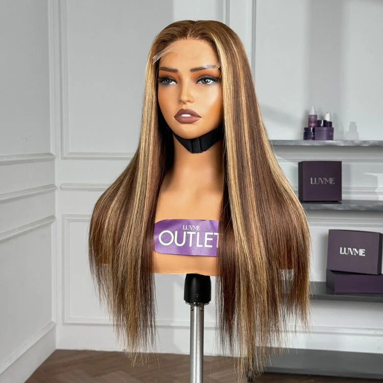 Worth | Honey Blonde Highlight Silky Straight Glueless 5x5 Closure HD Lace Human Hair Wig