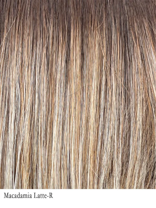 Macadamia Latte-R | 6/12/22+8 | A combination of Medium and Light Brown. Highlighted with Light Gold Blonde. Rooted with Medium and Light Brown. It is a blend of Golden Blonde/Honey Blonde/Natural Medium Blonde and Champagne Blonde highlights.